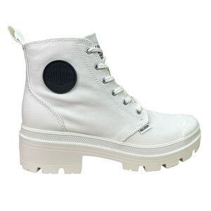 Palladium Pallabase Twill Round Toe Lace-Up Boots - Size 8.5 - Star White